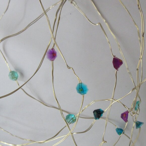 Faux Gemstone String Fairy Lights Multicolor Gem Party Lights Gold tone wire - Picture 2 of 14
